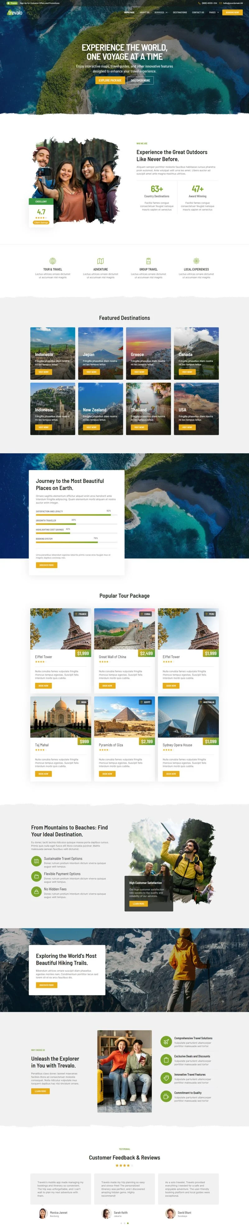 户外/旅行 Elementor 模板首页预览