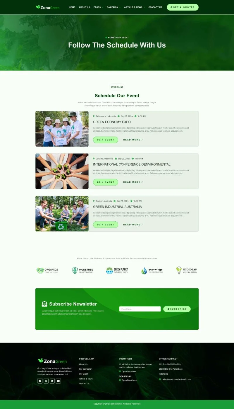 环保公益组织Elementor网站模板_一键导入快速建站插图7-WP资源海 组织/机构 Elementor 模板活动页面预览