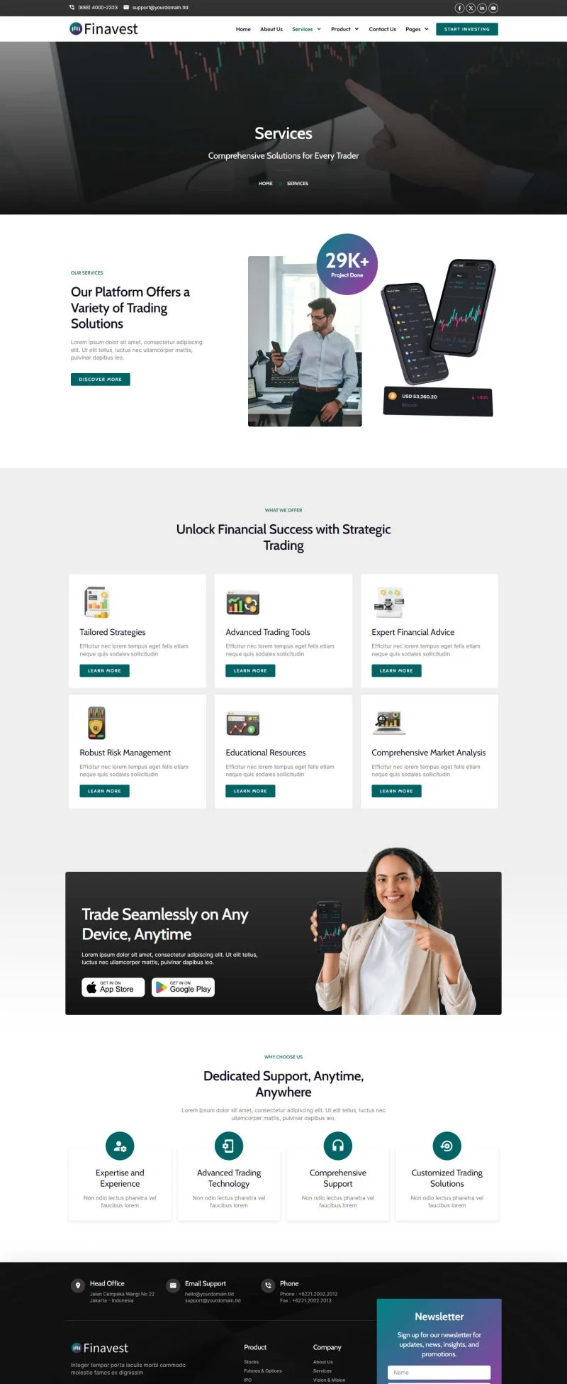 金融/投资 Elementor 模板服务页面预览