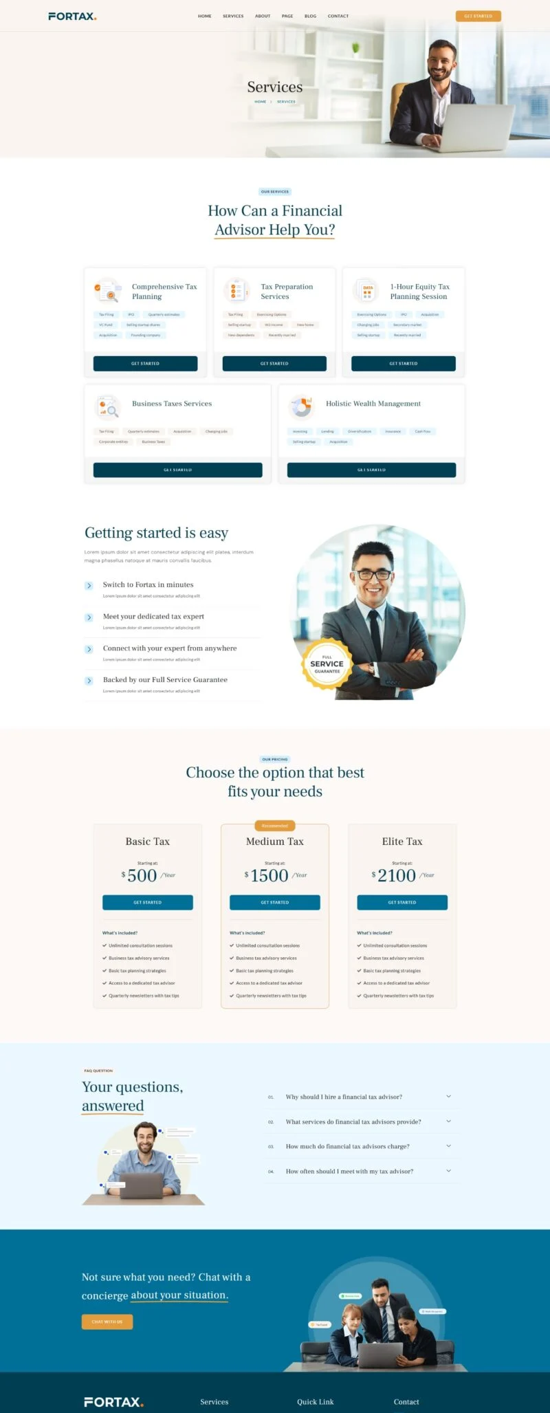 服务/咨询 Elementor 模板服务页面预览