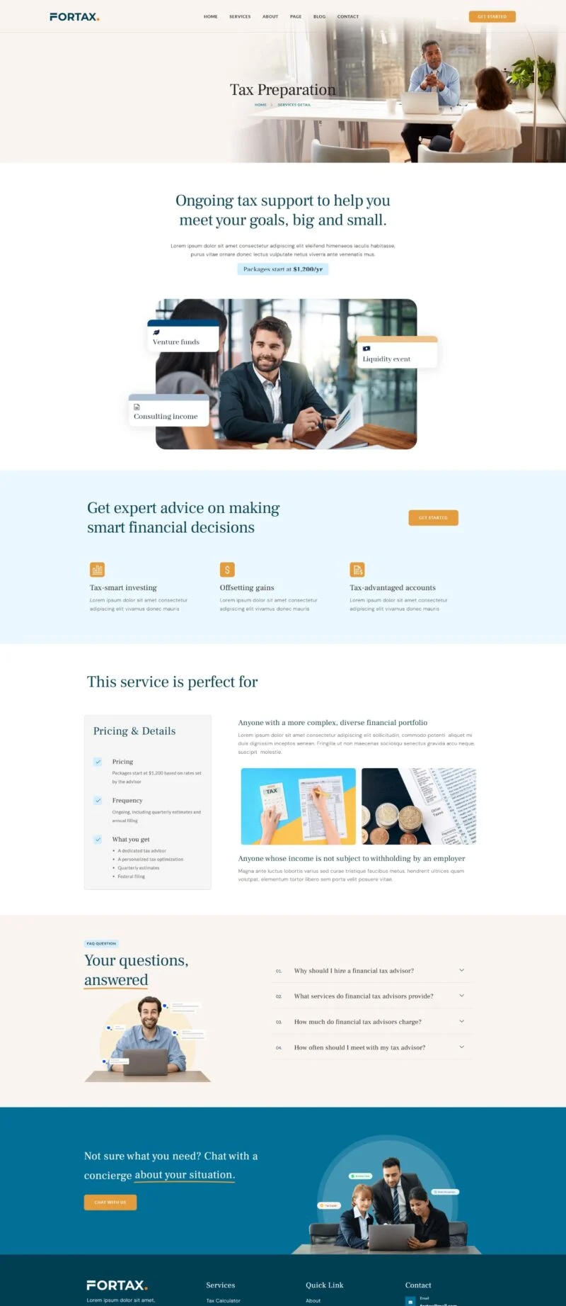 服务/咨询 Elementor 模板服务详情预览