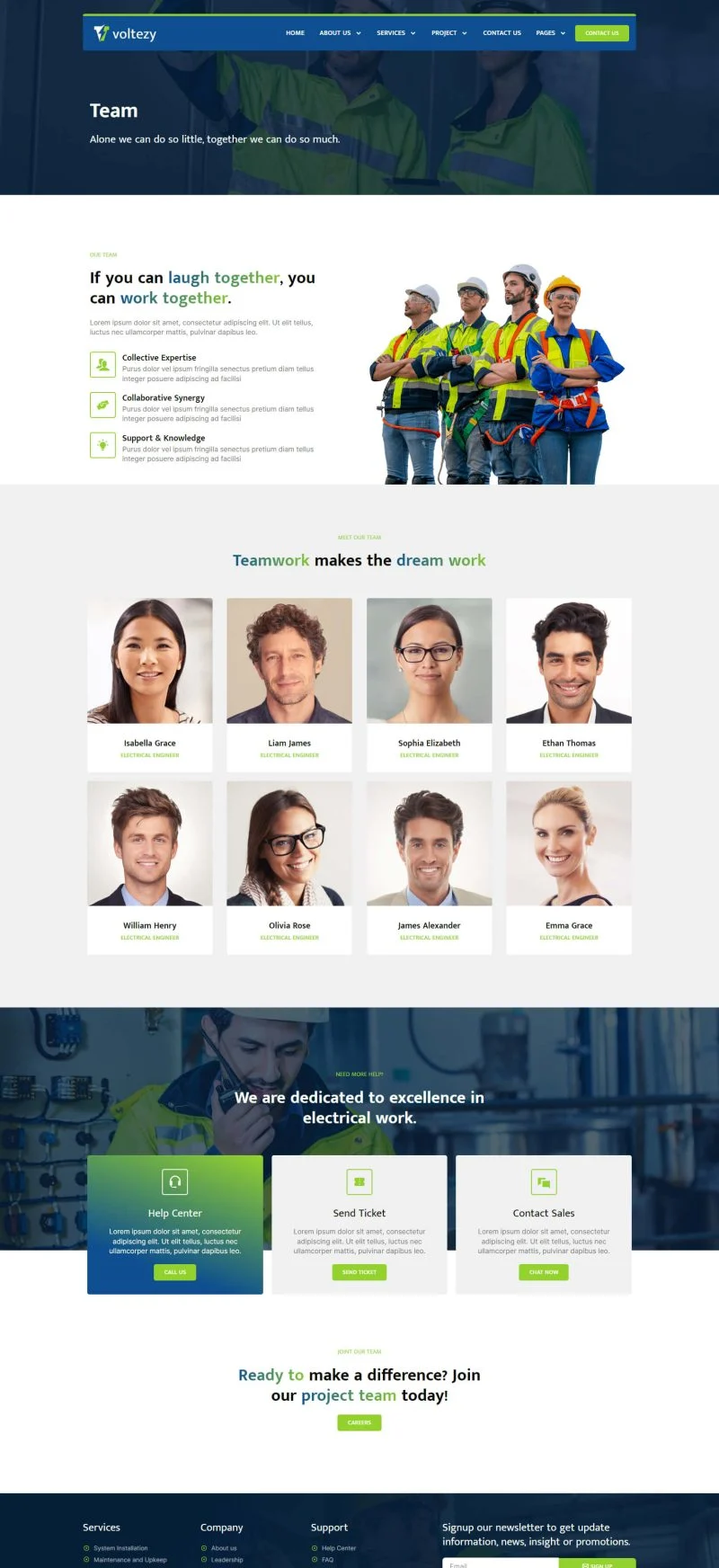 电气工程Elementor网站模板_一键导入快速建站插图4-WP资源海 维修 Elementor 模板团队页面预览