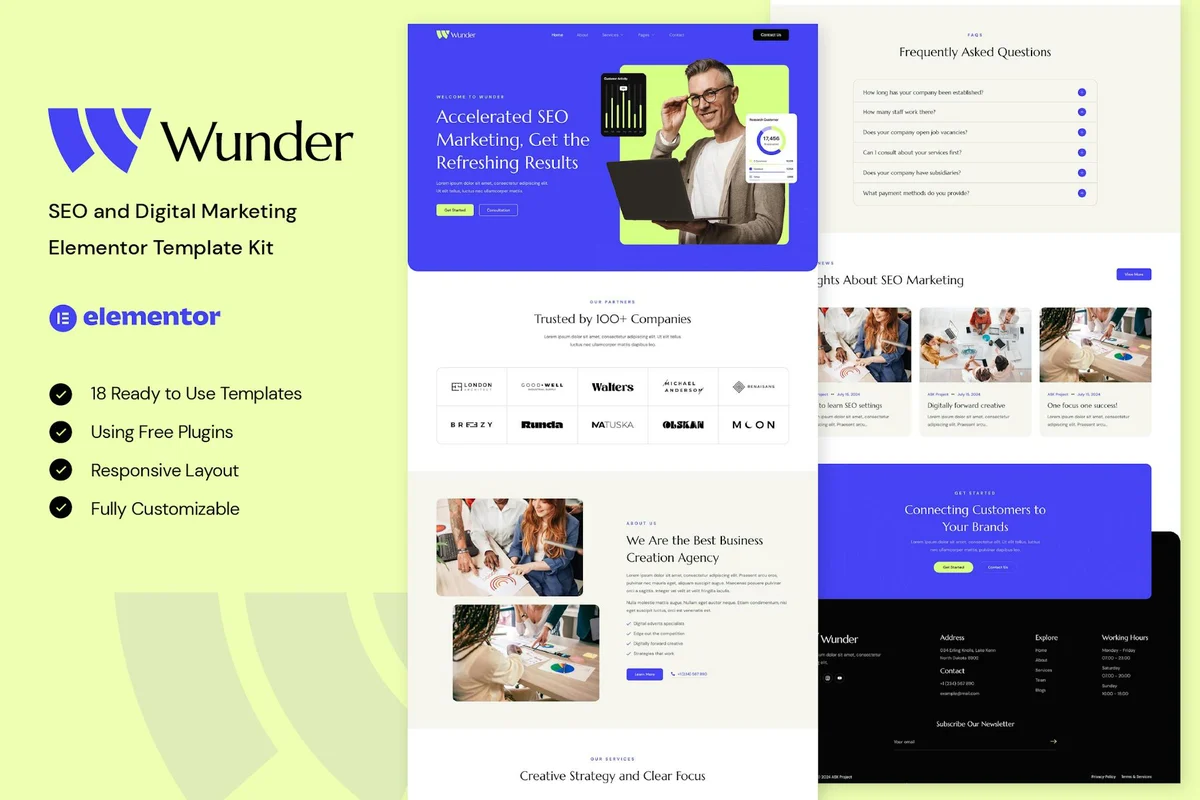 SEO营销Elementor网站模板_一键导入快速建站插图-WP资源海 广告/营销 Elementor 网站模板封面