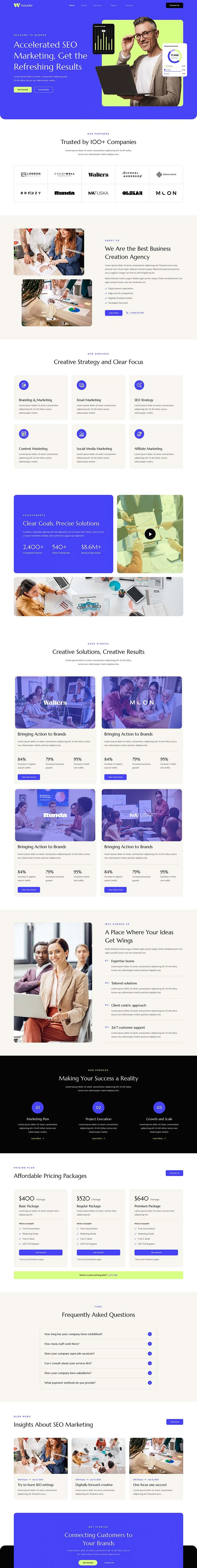 广告/营销 Elementor 模板首页预览