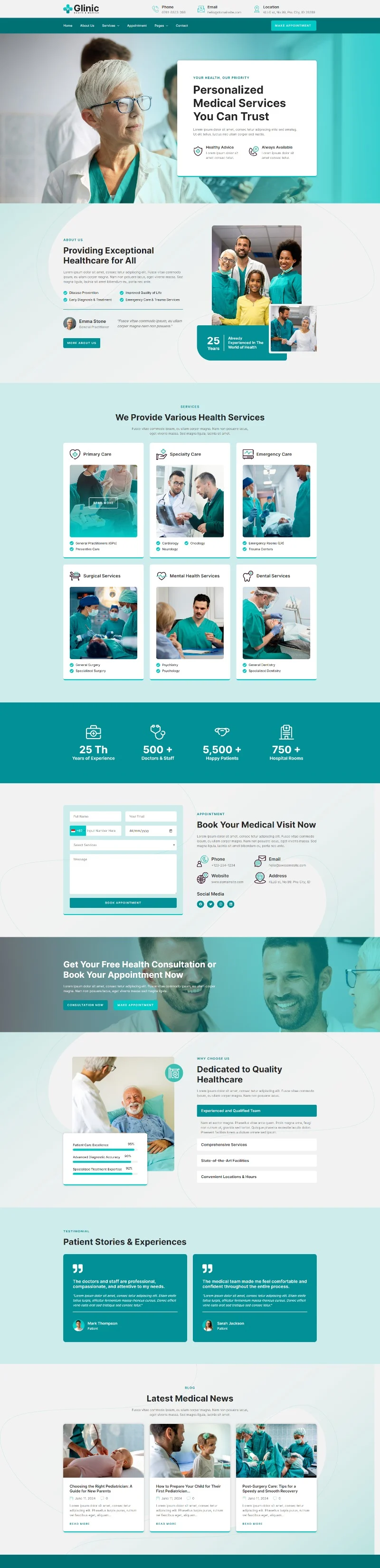 健康/医药 Elementor 模板首页预览