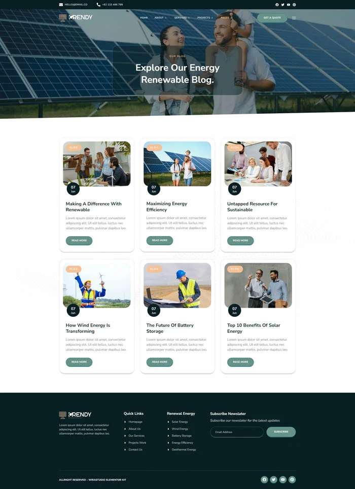工业/工厂 Elementor 模板博客页面预览
