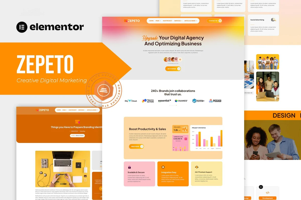 创意数字营销代理Elementor网站模板_一键导入快速建站插图-WP资源海 广告/营销 Elementor 网站模板封面