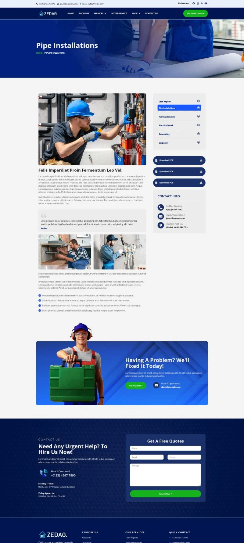 装修 Elementor 模板管道安装预览