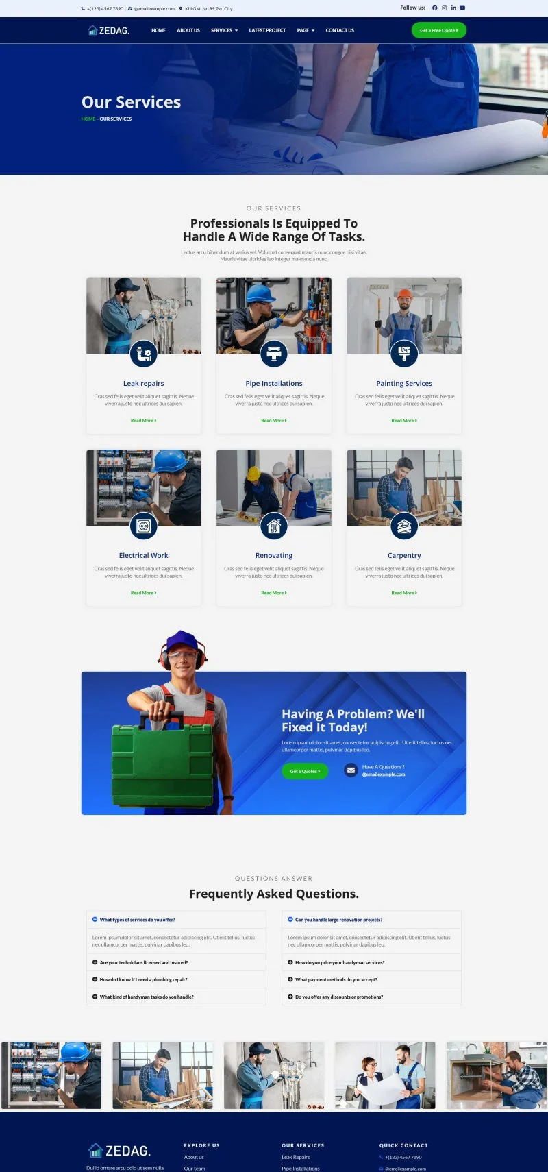 装修 Elementor 模板服务页面预览