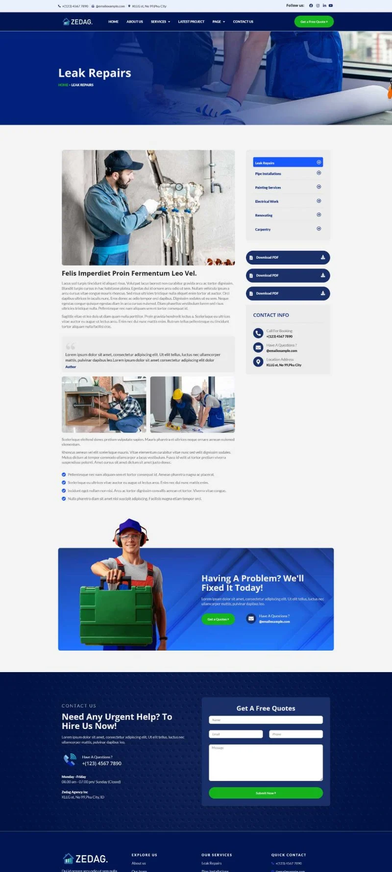 装修 Elementor 模板漏水维修预览