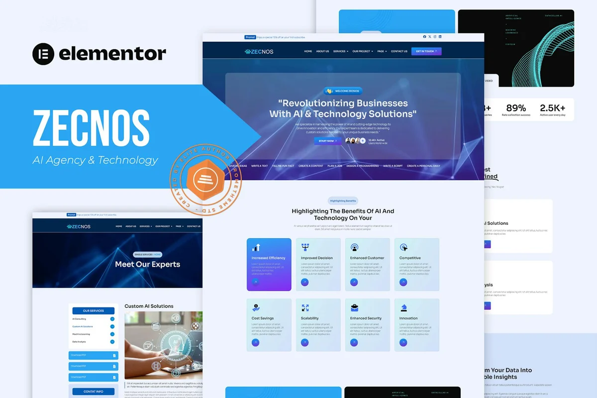 AI代理服务Elementor网站模板_一键导入快速建站插图-WP资源海 AI Elementor 网站模板封面