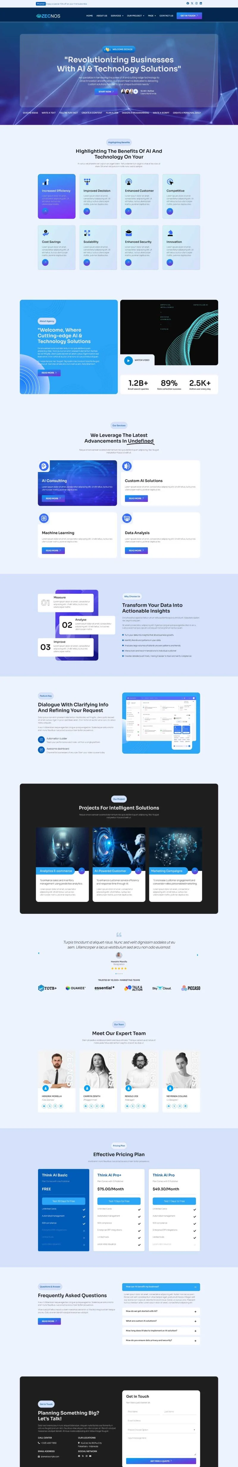 AI代理服务Elementor网站模板_一键导入快速建站插图1-WP资源海 AI Elementor 模板首页预览