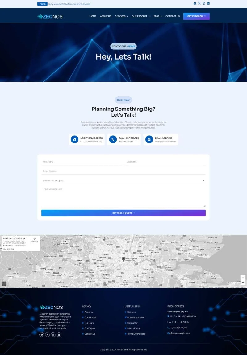 AI代理服务Elementor网站模板_一键导入快速建站插图3-WP资源海 AI Elementor 模板联系页面预览