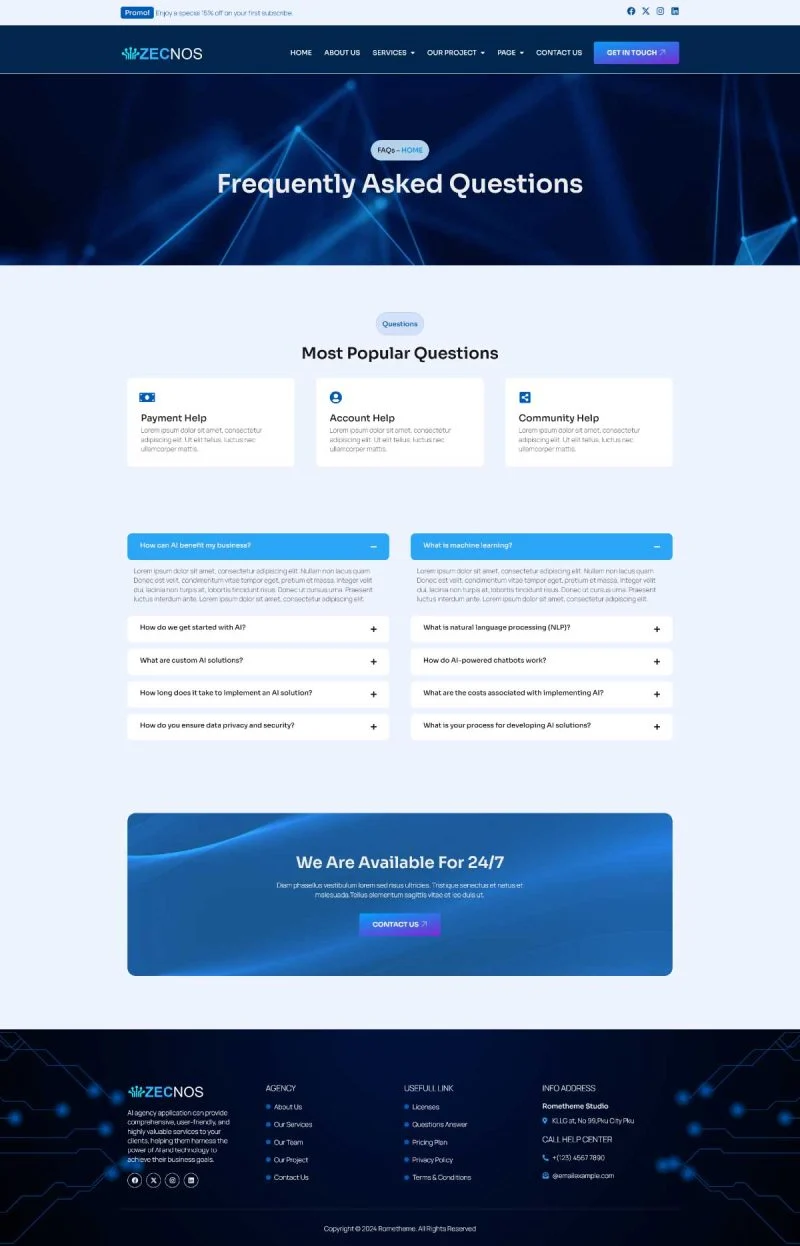 AI代理服务Elementor网站模板_一键导入快速建站插图4-WP资源海 AI Elementor 模板常见问题预览