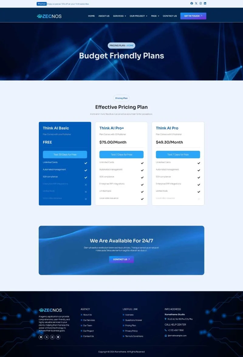 AI代理服务Elementor网站模板_一键导入快速建站插图6-WP资源海 AI Elementor 模板价格页面预览