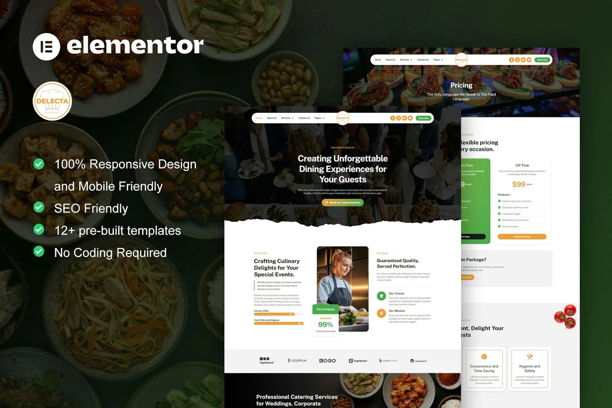 餐饮服务Elementor网站模板_一键导入快速建站插图-WP资源海 餐饮/食品 Elementor 网站模板封面