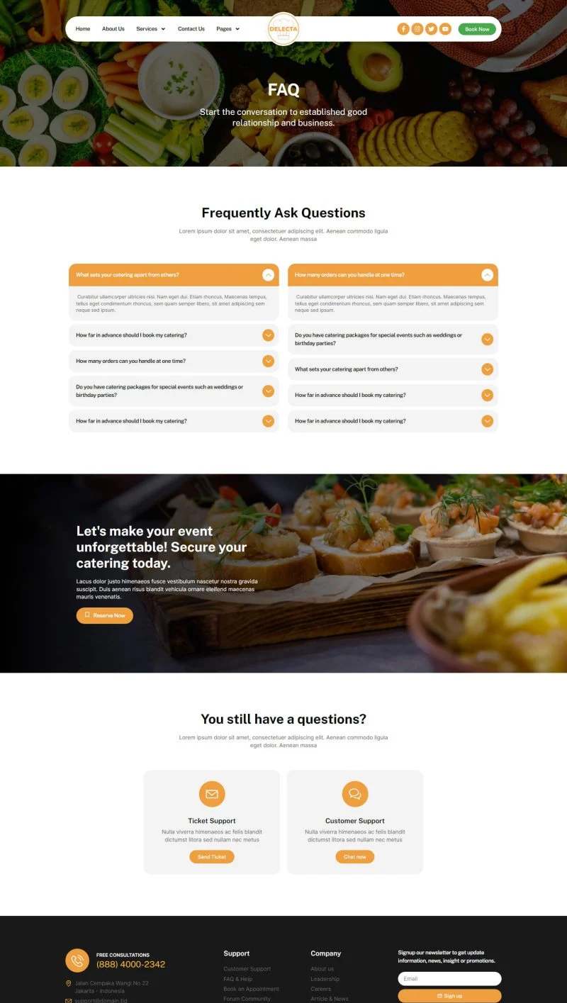 餐饮/食品 Elementor 模板常见问题预览