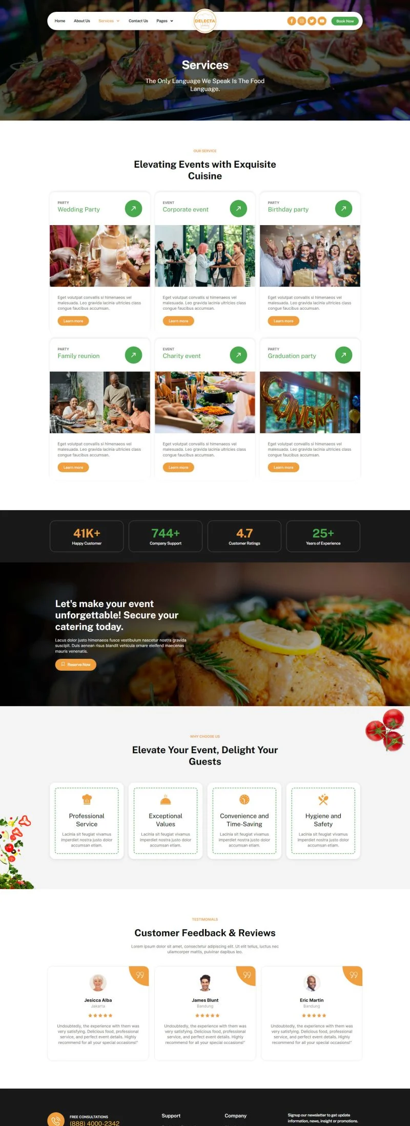 餐饮/食品 Elementor 模板服务页面预览