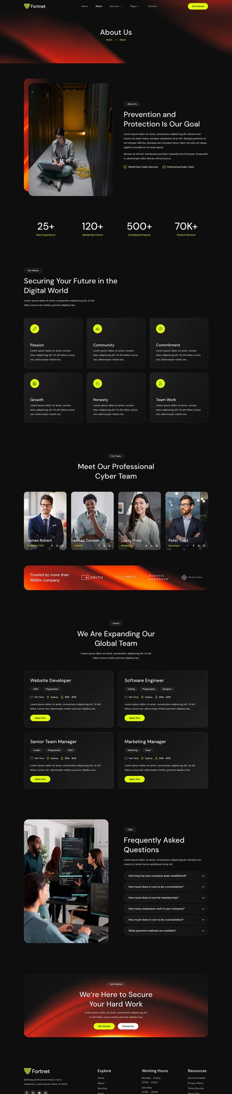 安全服务Elementor网站模板_一键导入快速建站插图2-WP资源海 IT互联网 Elementor 模板关于我们预览