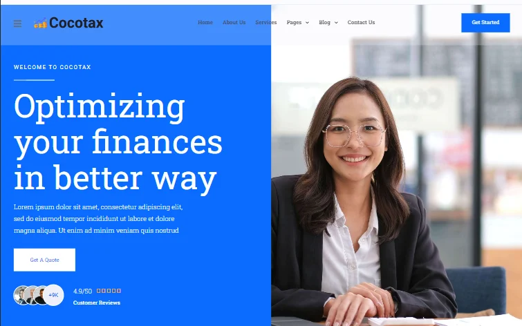 财税顾问Elementor网站模板_一键导入快速建站插图1-WP资源海 金融/投资 Elementor 模板首屏区块预览