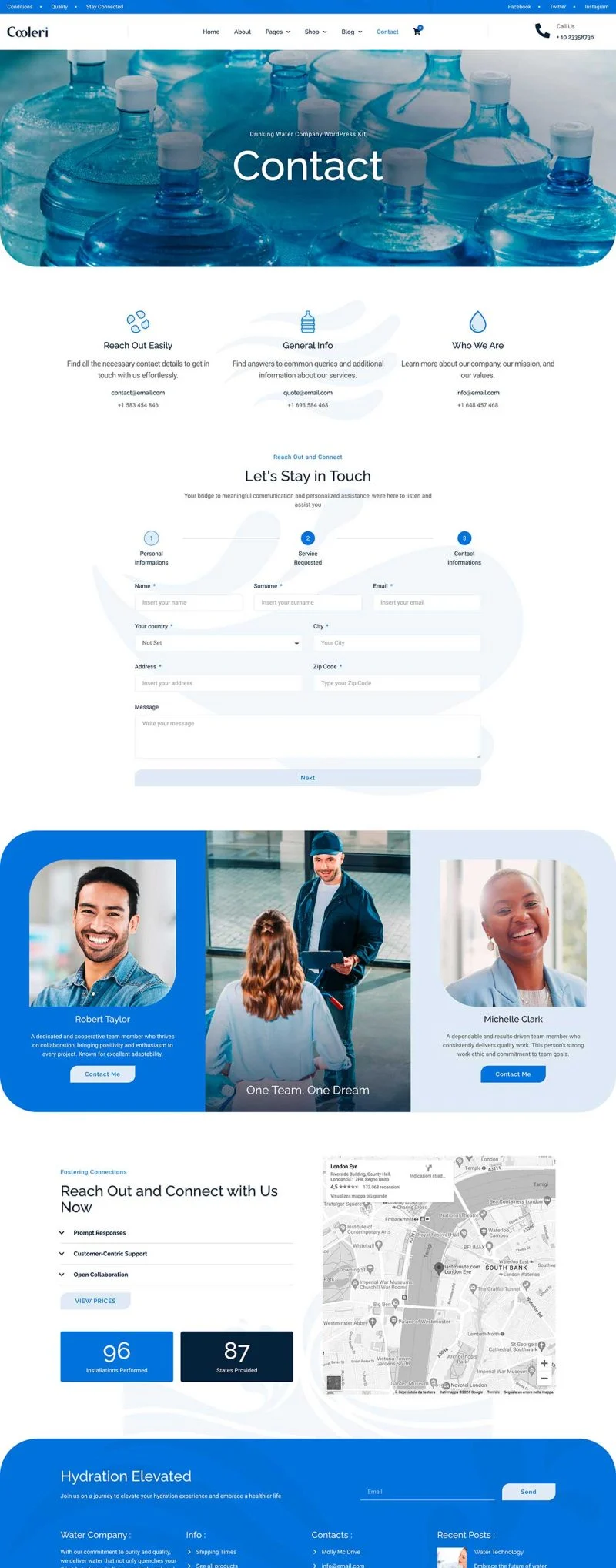 物流/运输 Elementor 模板联系页面预览