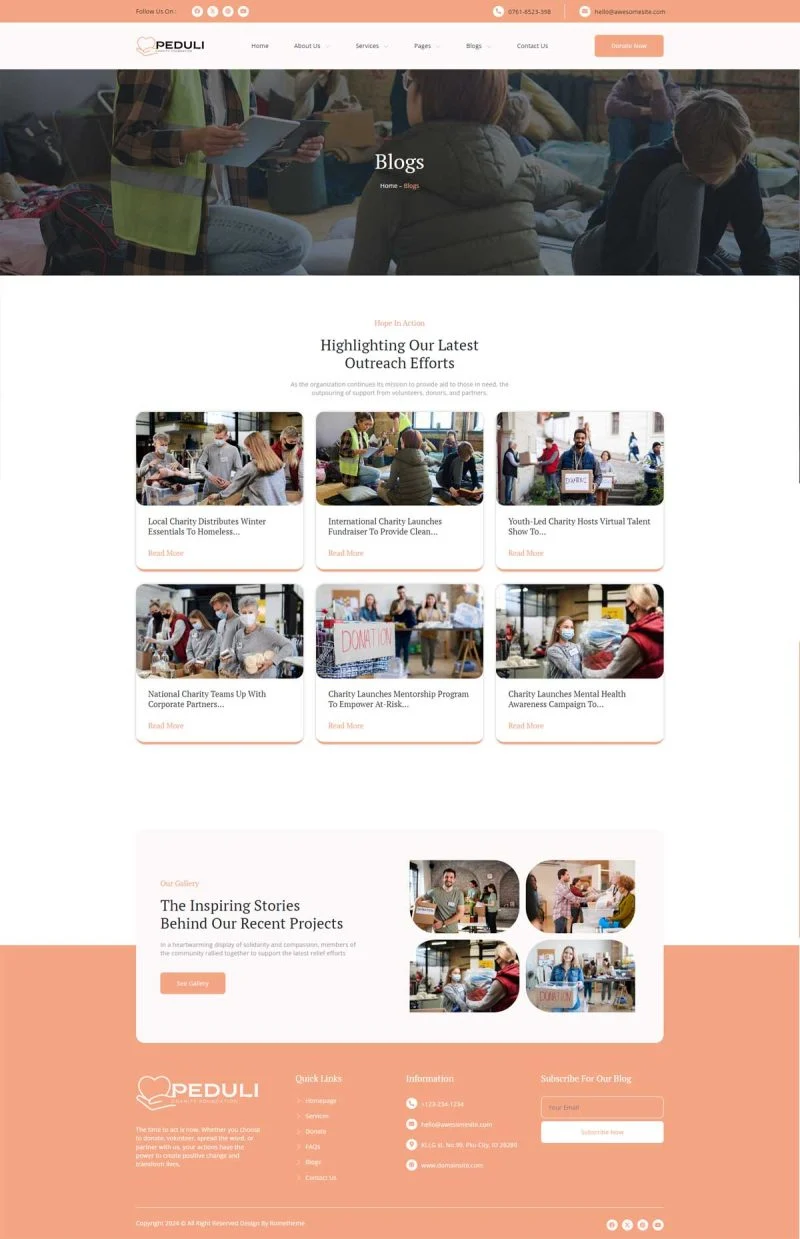 组织/机构 Elementor 模板博客页面预览