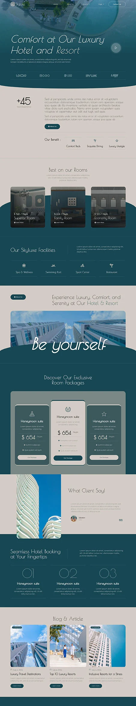 酒店网站Elementor网站模板_一键导入快速建站插图1-WP资源海 旅馆/酒店 Elementor 模板首页预览