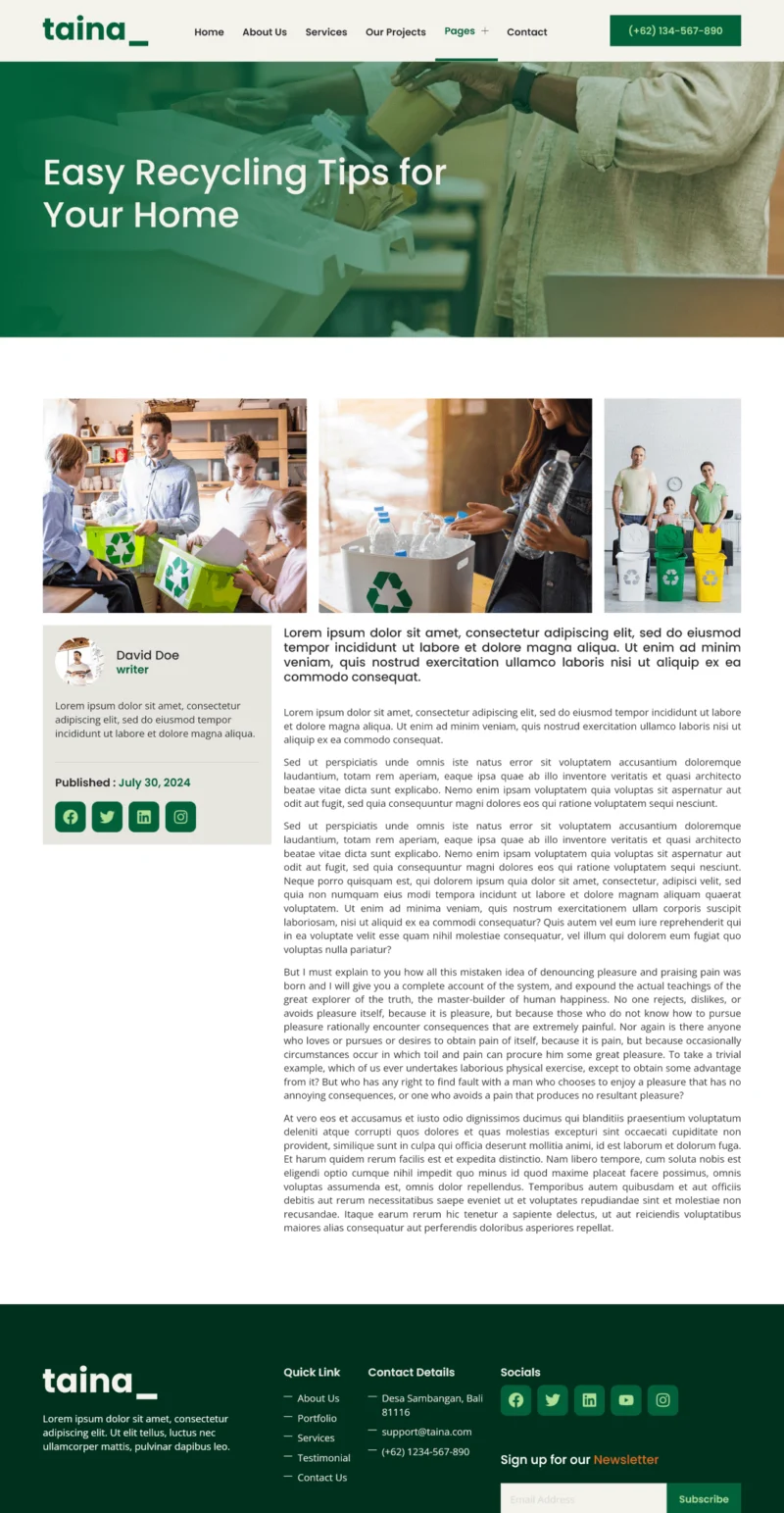 组织/机构 Elementor 模板博客页面预览