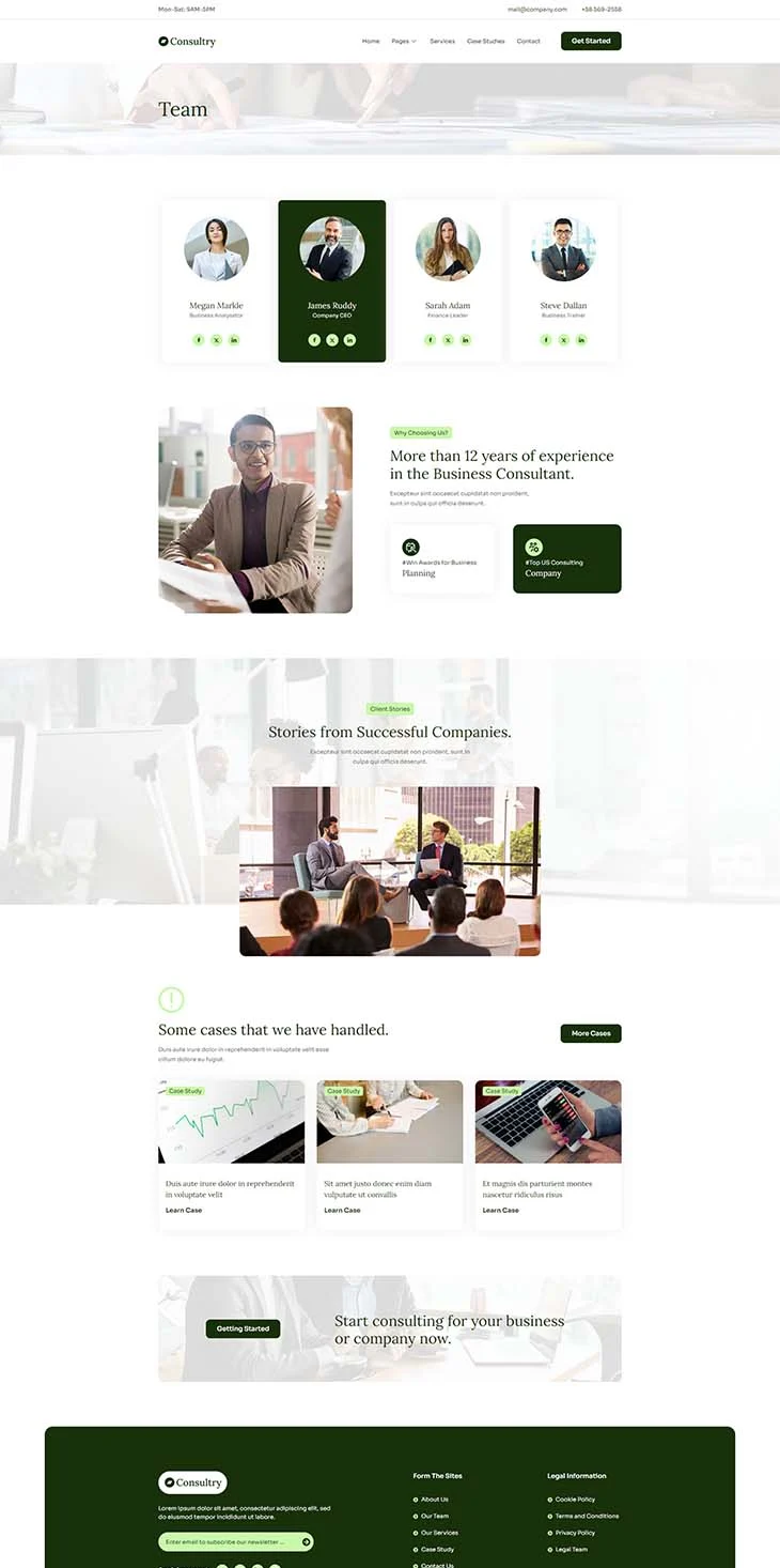 企业管理顾问Elementor网站模板_一键导入快速建站插图4-WP资源海 服务/咨询 Elementor 模板团队页面预览