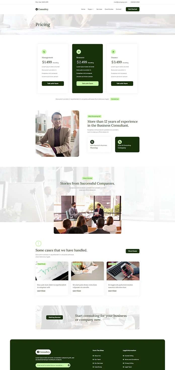 企业管理顾问Elementor网站模板_一键导入快速建站插图5-WP资源海 服务/咨询 Elementor 模板价格页面预览