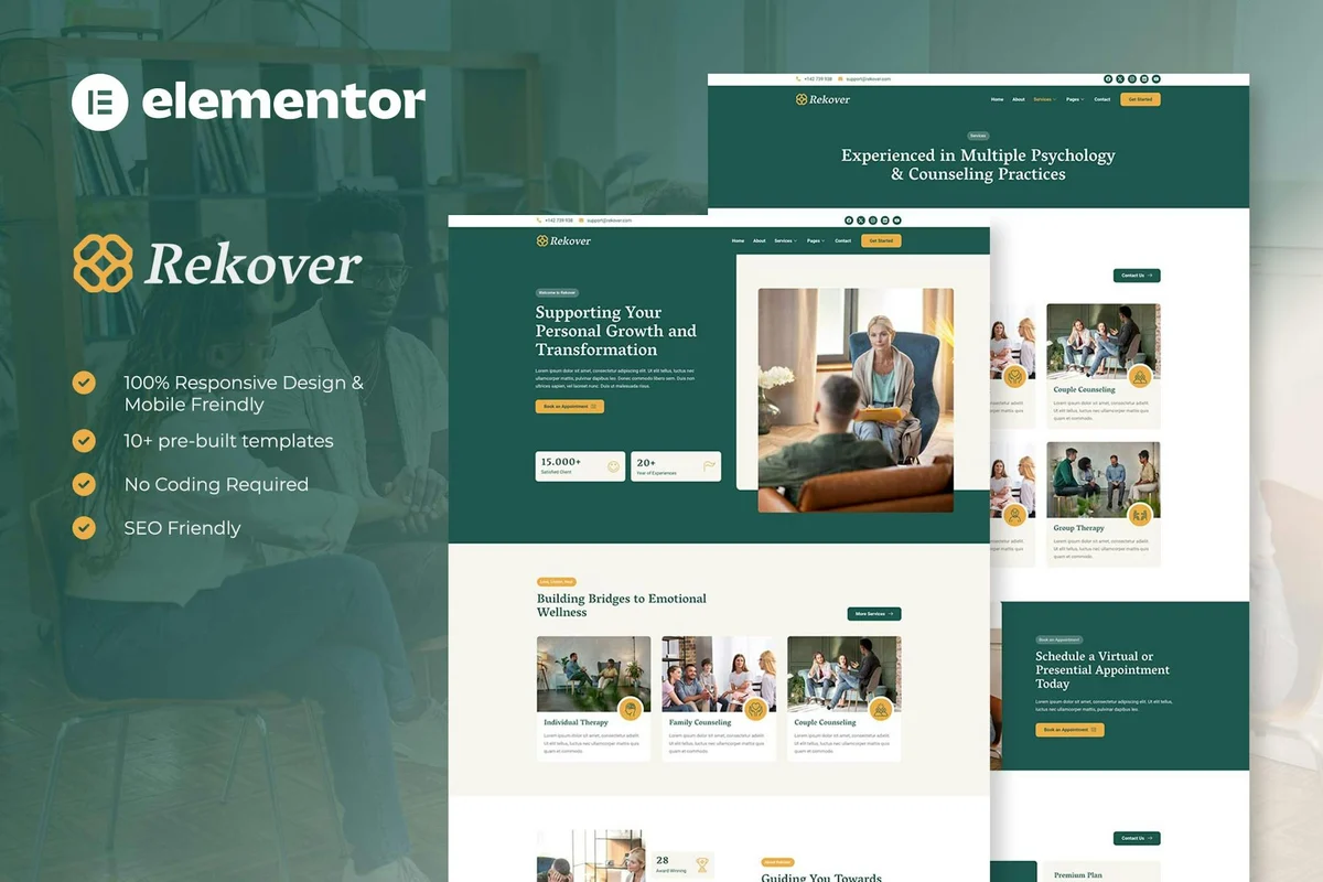 心理咨询预约平台Elementor网站模板_一键导入快速建站插图-WP资源海 服务/咨询 Elementor 网站模板封面