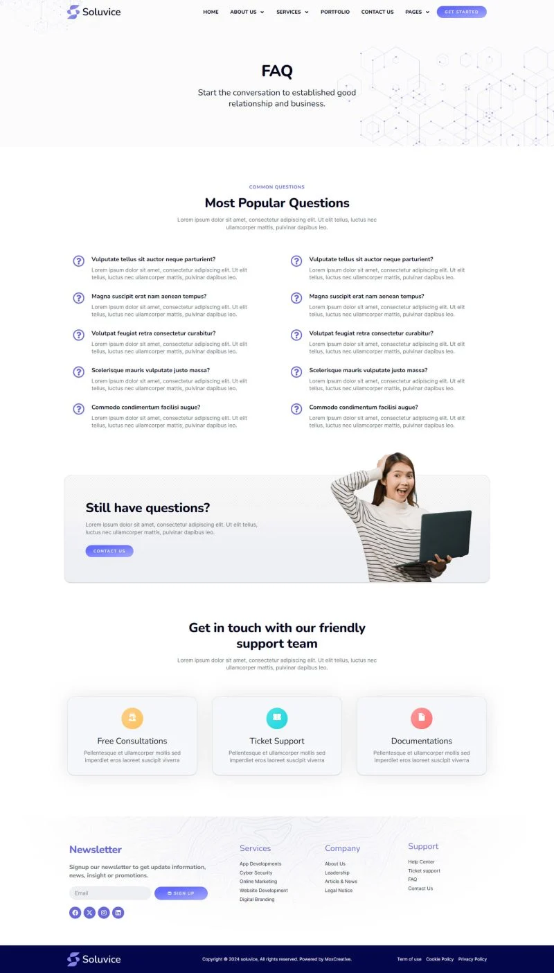 IT互联网 Elementor 模板常见问题预览