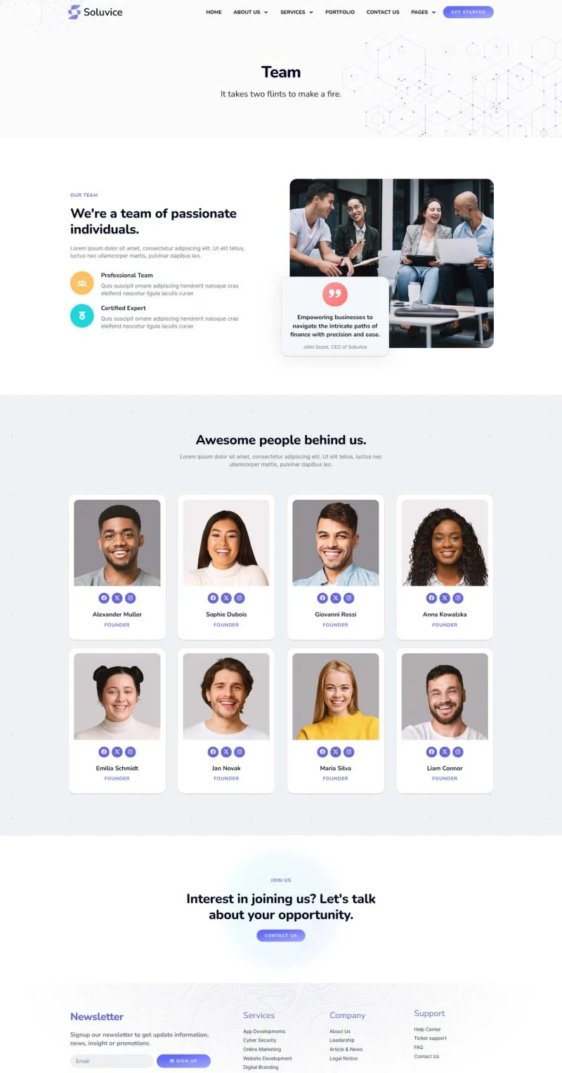 IT互联网 Elementor 模板团队页面预览