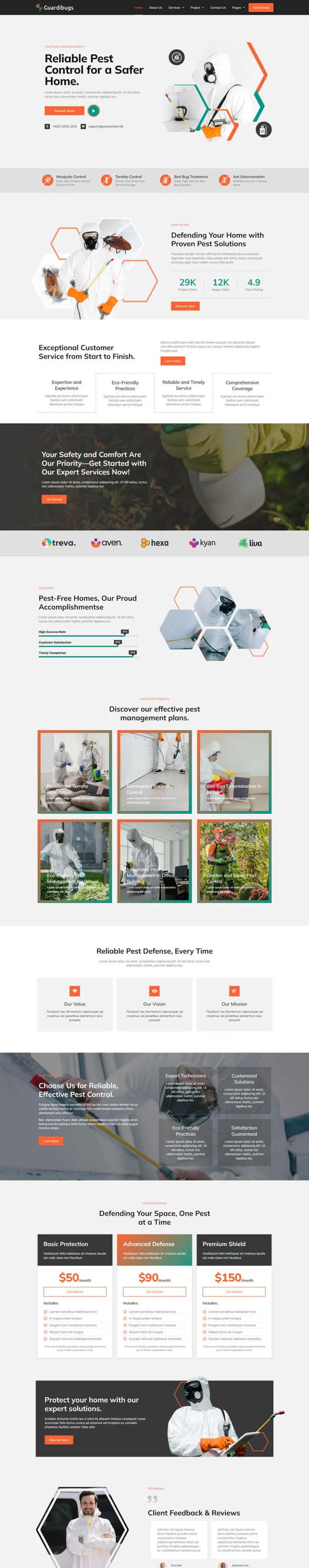 除虫服务Elementor网站模板_一键导入快速建站插图1-WP资源海 家政 Elementor 模板首页预览