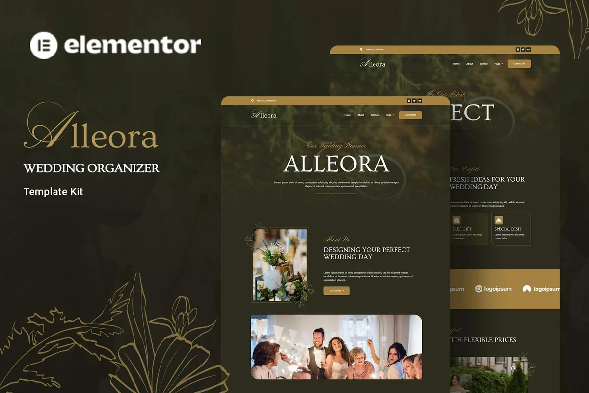 婚礼活动策划Elementor网站模板_一键导入快速建站插图-WP资源海 婚礼/婚庆 Elementor 网站模板封面