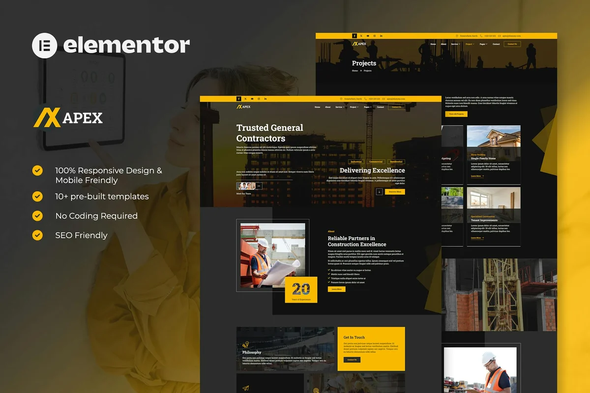 工商业建筑Elementor网站模板_一键导入快速建站插图-WP资源海 建筑/地产 Elementor 网站模板封面