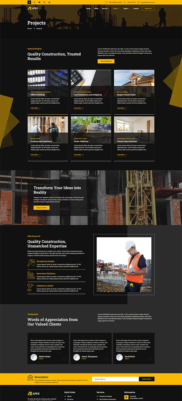 工商业建筑Elementor网站模板_一键导入快速建站插图5-WP资源海 建筑/地产 Elementor 模板项目列表预览