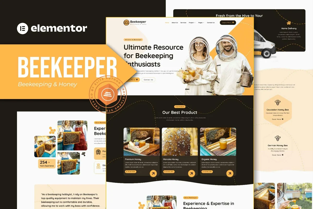 养蜂蜂蜜Elementor网站模板_一键导入快速建站插图-WP资源海 农业 Elementor 网站模板封面