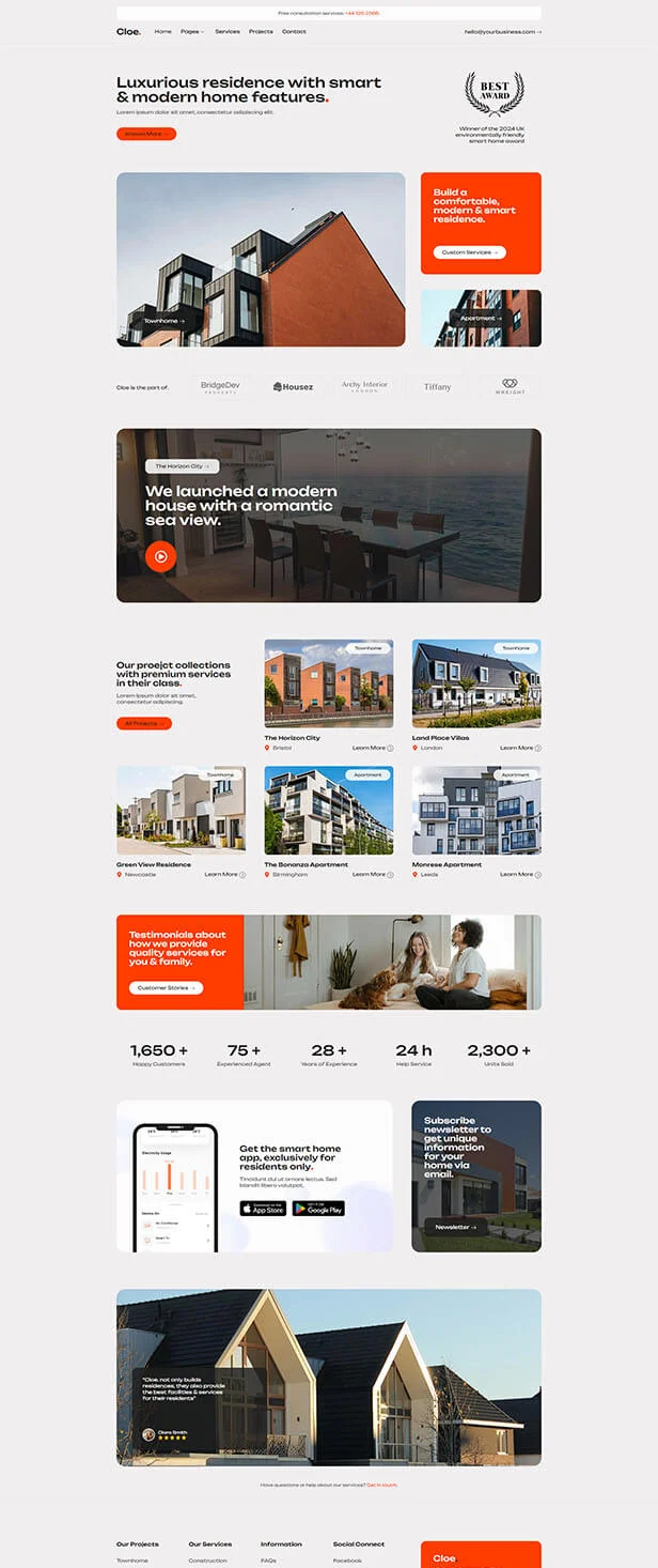 房产Elementor网站模板_一键导入快速建站插图1-WP资源海 建筑/地产 Elementor 模板首页预览