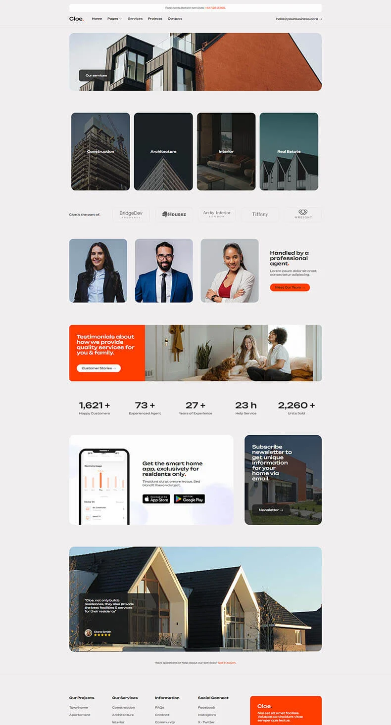 房产Elementor网站模板_一键导入快速建站插图3-WP资源海 建筑/地产 Elementor 模板服务页面预览