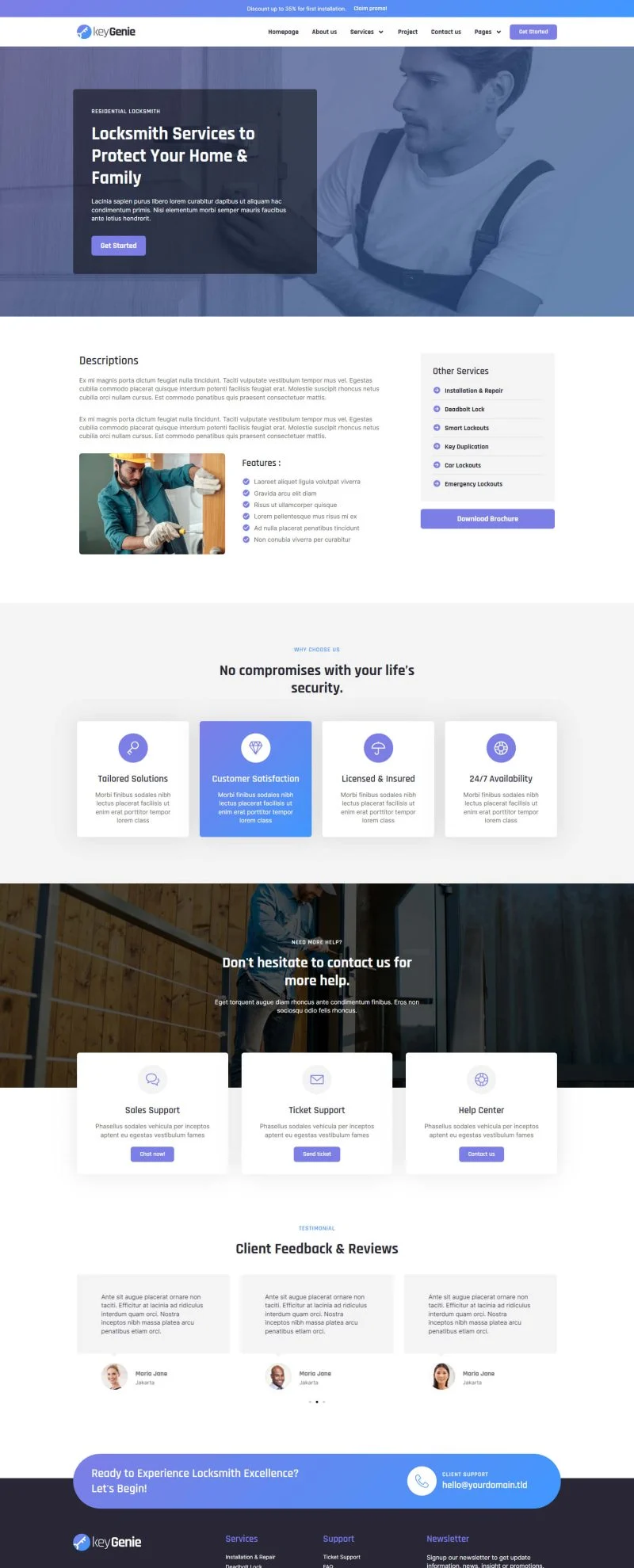 钥匙服务Elementor网站模板_一键导入快速建站插图2-WP资源海 服务/咨询 Elementor 模板服务详情预览