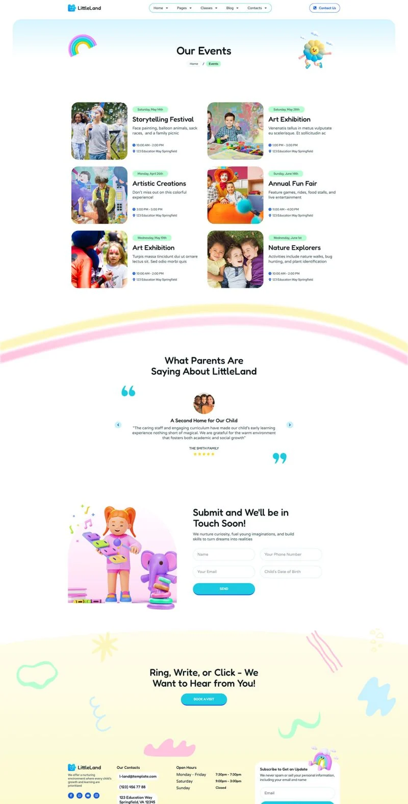 学校 Elementor 模板活动页面预览