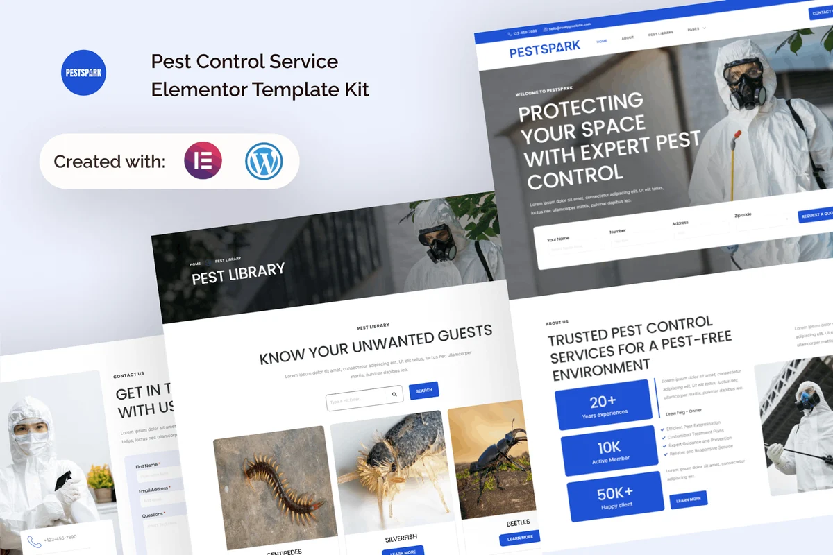 工装除虫Elementor网站模板_一键导入快速建站插图-WP资源海 维修 Elementor 网站模板封面