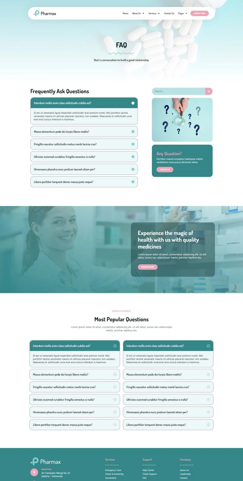 健康/医药 Elementor 模板常见问题预览