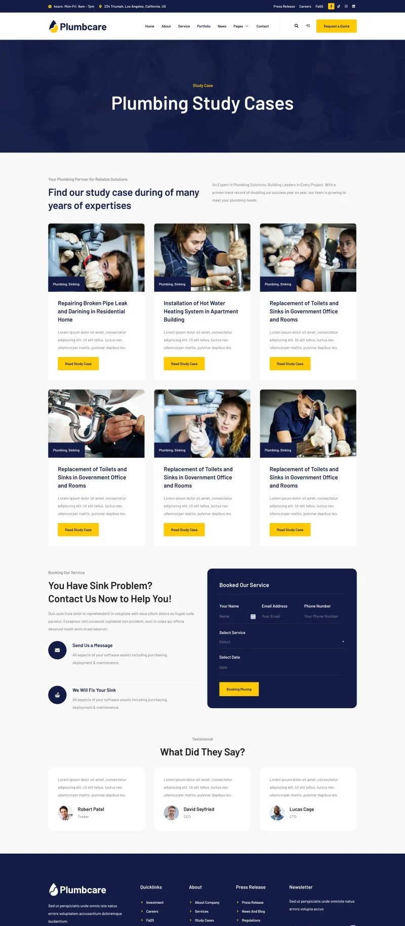 水管维修Elementor网站模板_一键导入快速建站插图4-WP资源海 维修 Elementor 模板案例页面预览