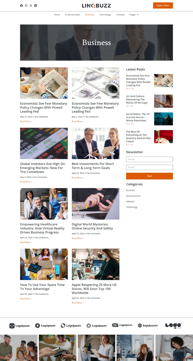 博客/杂志 Elementor 模板分类页面预览