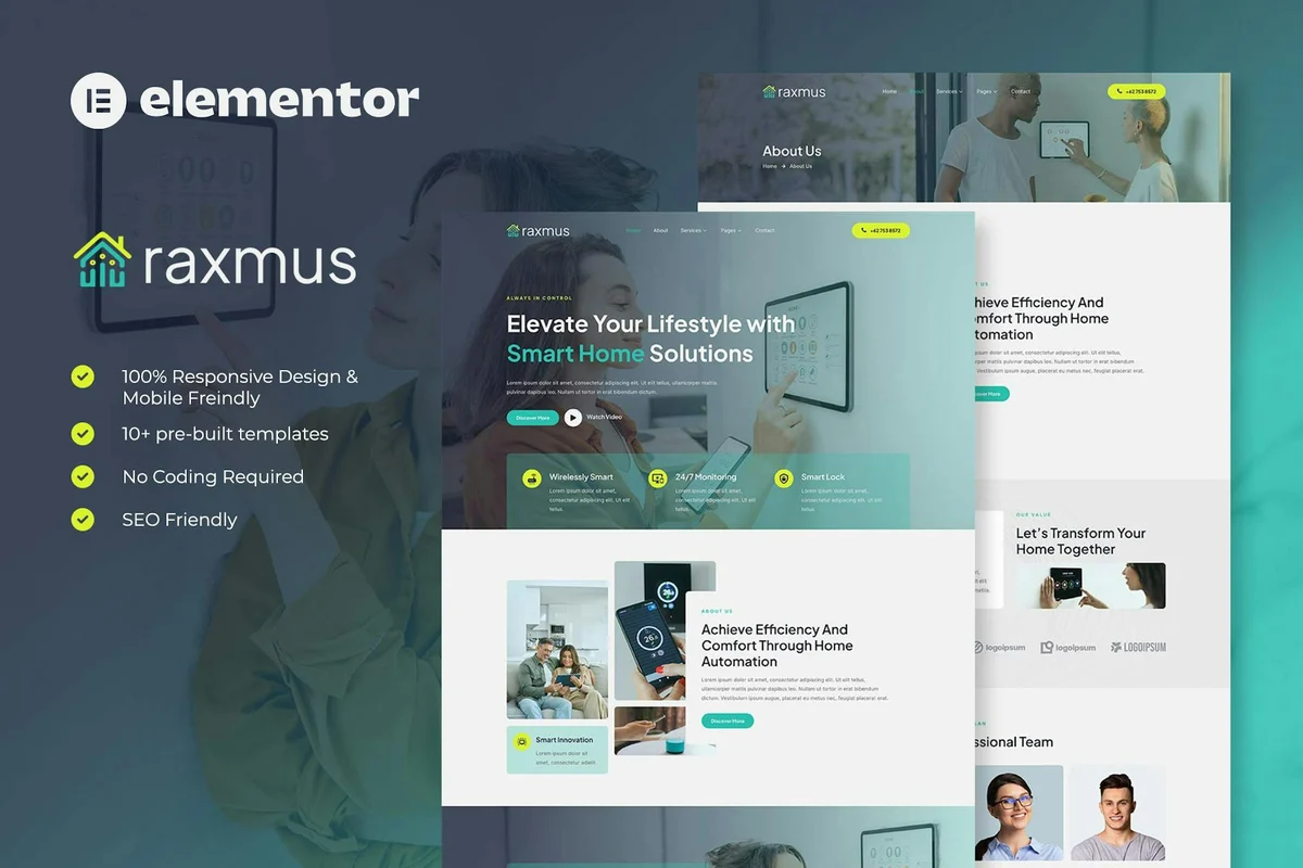 智慧住宅系统Elementor网站模板_一键导入快速建站插图-WP资源海 家居用品 Elementor 网站模板封面