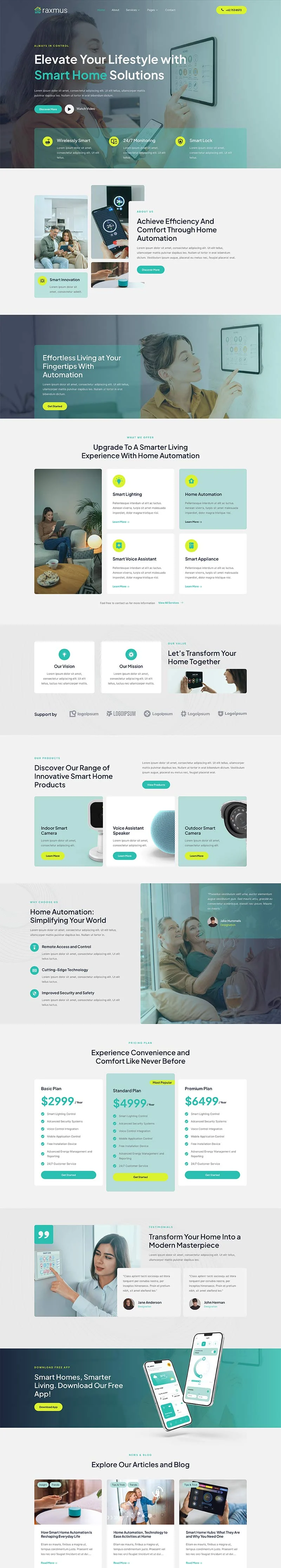 智慧住宅系统Elementor网站模板_一键导入快速建站插图1-WP资源海 家居用品 Elementor 模板首页预览