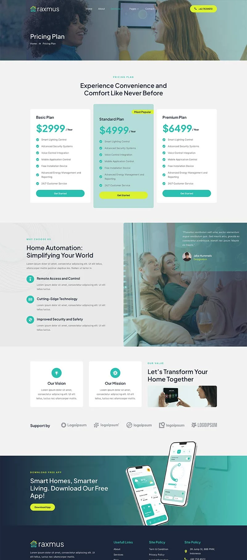 智慧住宅系统Elementor网站模板_一键导入快速建站插图5-WP资源海 家居用品 Elementor 模板价格页面预览