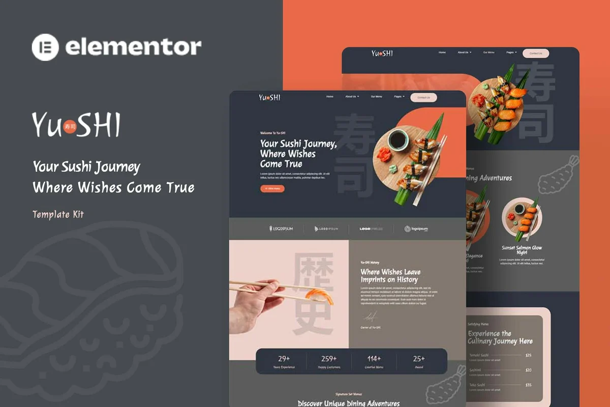 日式料理Elementor网站模板_一键导入快速建站插图-WP资源海 餐饮/食品 Elementor 网站模板封面